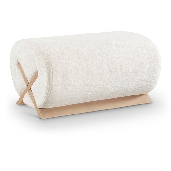 Akira Fabric Upholstered Ottoman — Cream / Natural