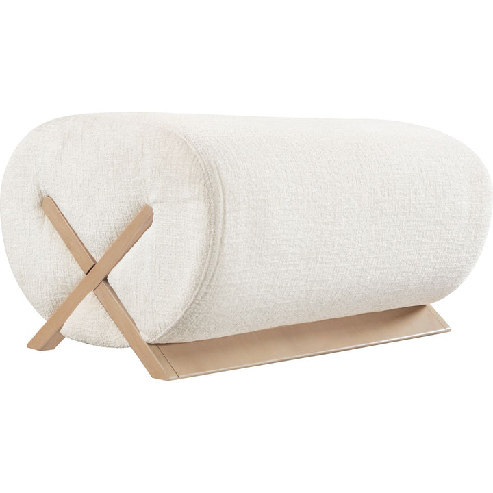 Akira Fabric Upholstered Ottoman — Cream / Natural