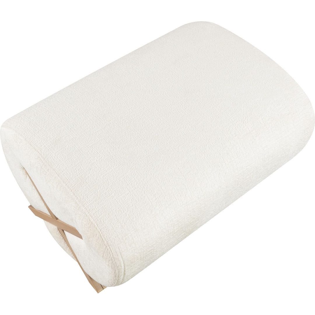 Akira Fabric Upholstered Ottoman — Cream / Natural
