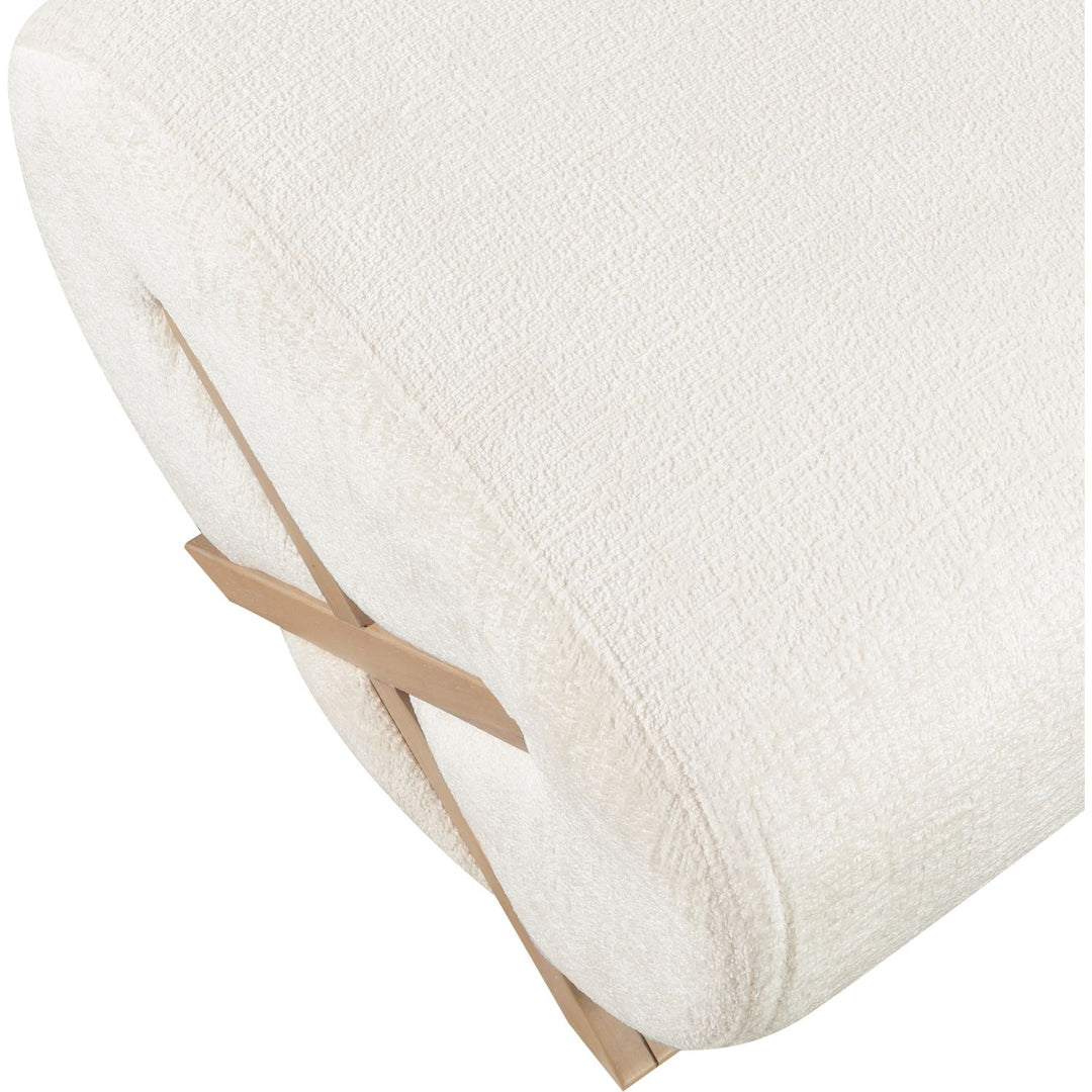 Akira Fabric Upholstered Ottoman — Cream / Natural