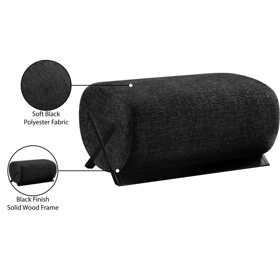 Akira Fabric Upholstered Ottoman — Black / Black