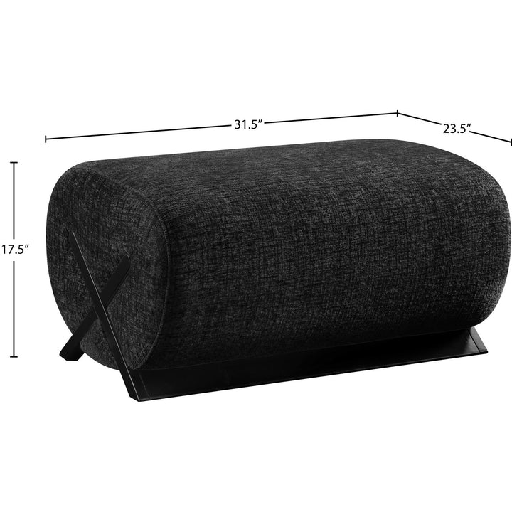 Akira Fabric Upholstered Ottoman — Black / Black