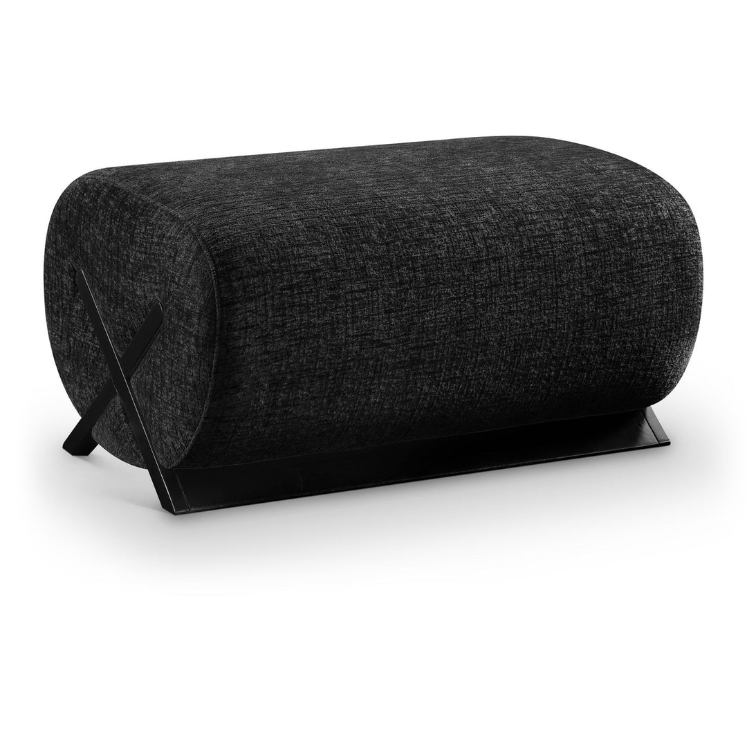 Akira Fabric Upholstered Ottoman — Black / Black