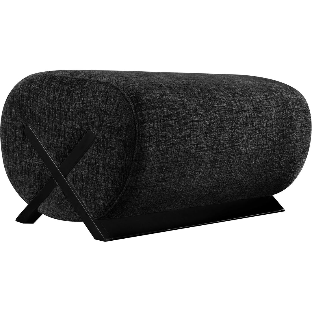 Akira Fabric Upholstered Ottoman — Black / Black