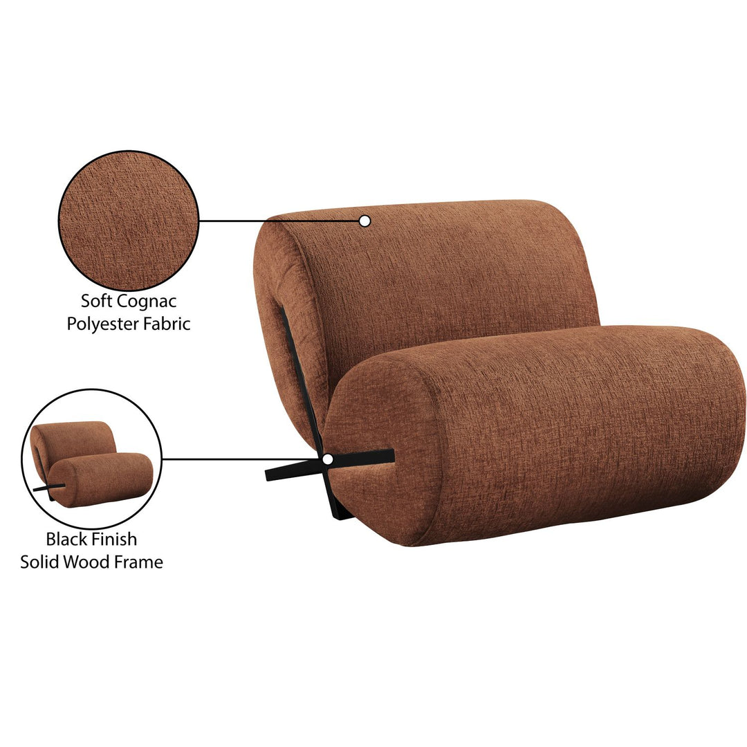 Akira Fabric Upholstered Accent Chair — Cognac / Black