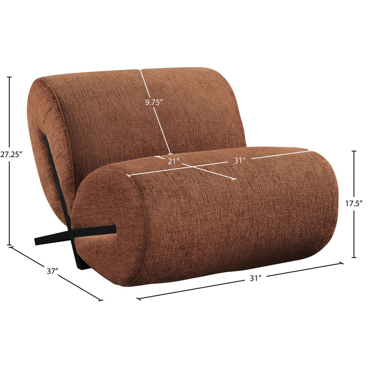 Akira Fabric Upholstered Accent Chair — Cognac / Black