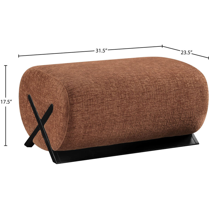 Akira Fabric Upholstered Ottoman — Cognac / Black