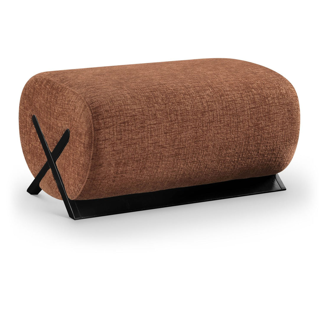 Akira Fabric Upholstered Ottoman — Cognac / Black