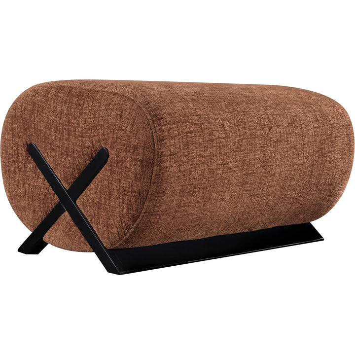Akira Fabric Upholstered Ottoman — Cognac / Black