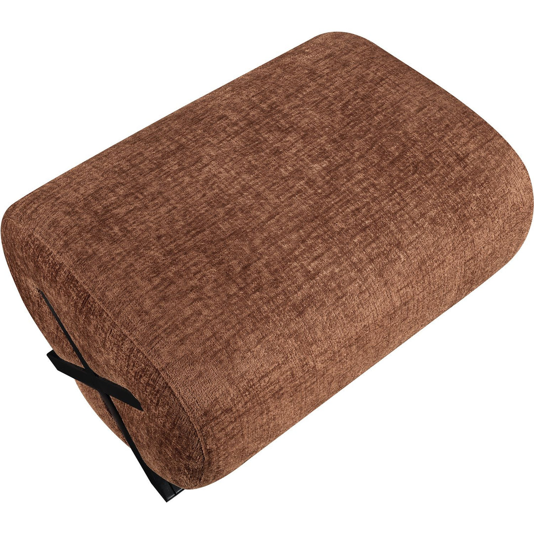Akira Fabric Upholstered Ottoman — Cognac / Black