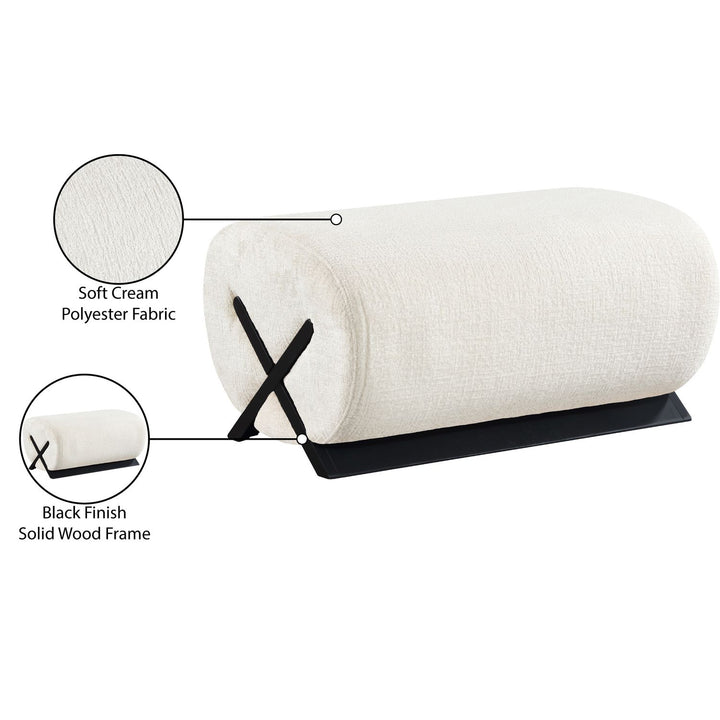 Akira Fabric Upholstered Ottoman — Cream / Black