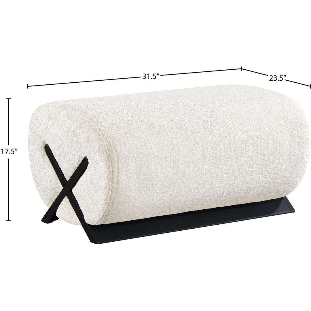 Akira Fabric Upholstered Ottoman — Cream / Black