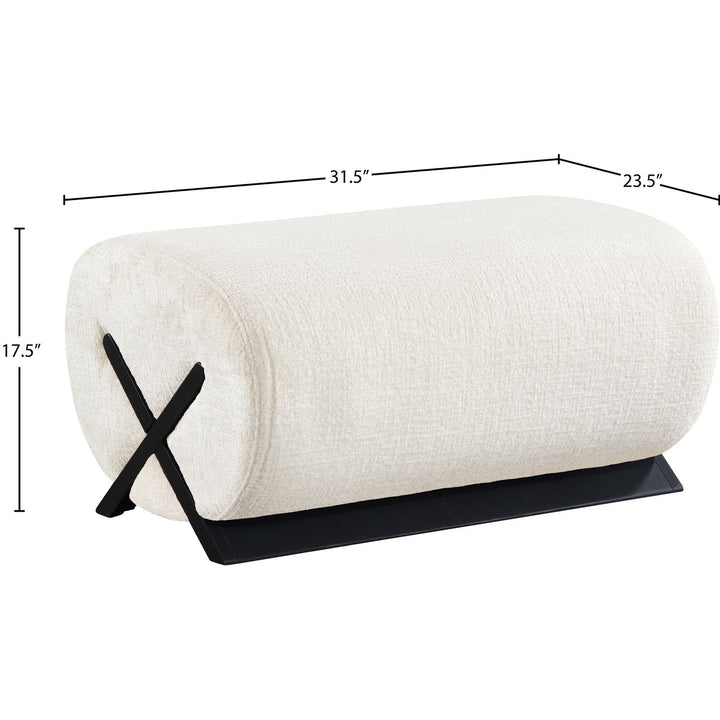 Akira Fabric Upholstered Ottoman — Cream / Black