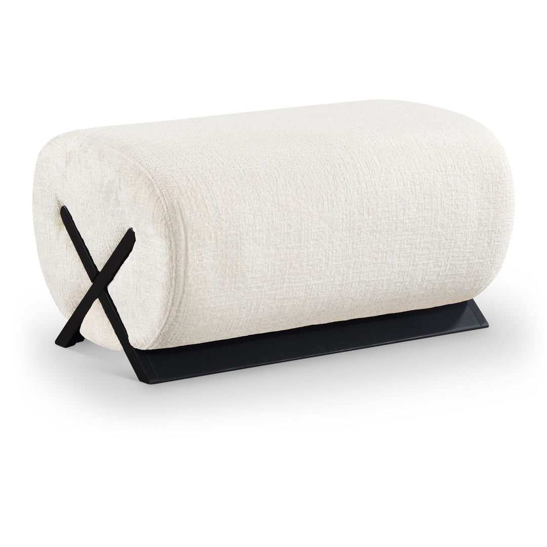 Akira Fabric Upholstered Ottoman — Cream / Black