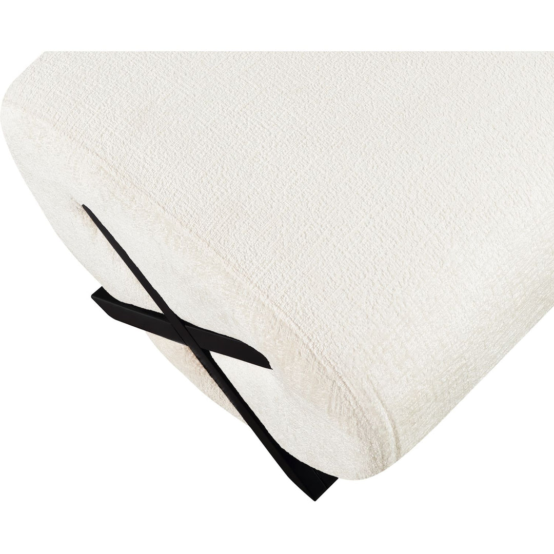 Akira Fabric Upholstered Ottoman — Cream / Black