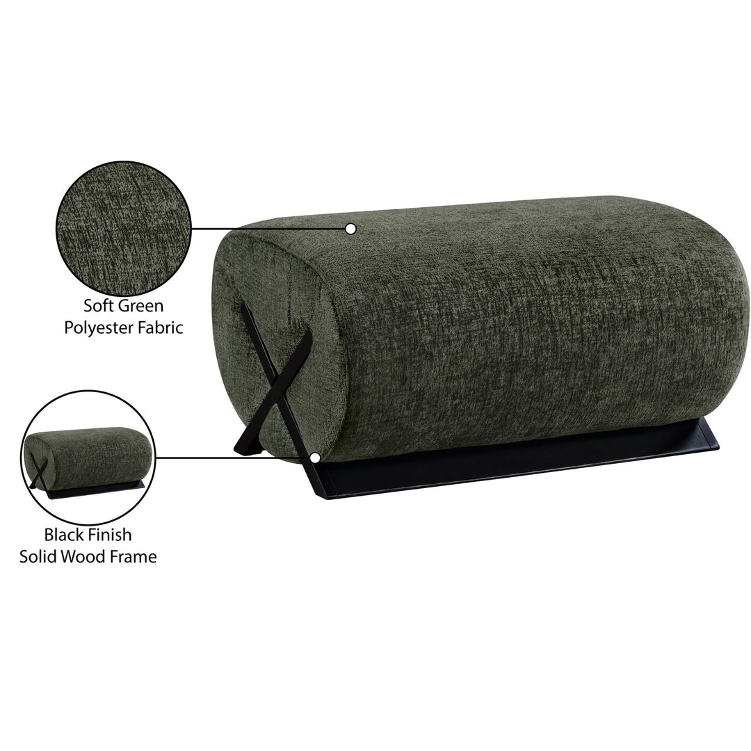 Akira Fabric Upholstered Ottoman — Green / Black