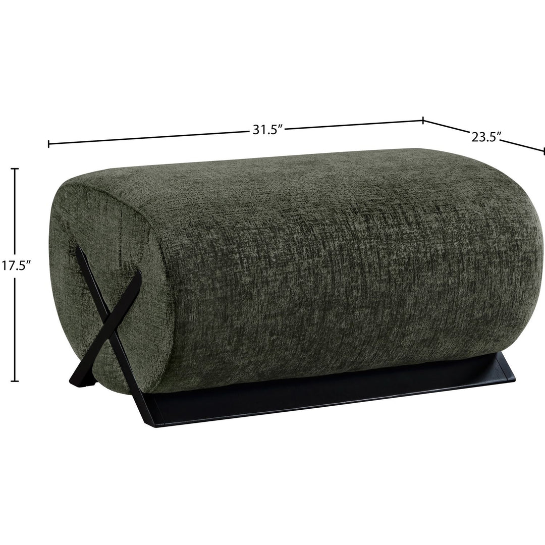 Akira Fabric Upholstered Ottoman — Green / Black