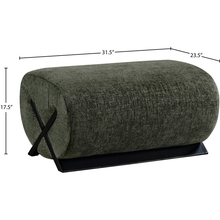 Akira Fabric Upholstered Ottoman — Green / Black