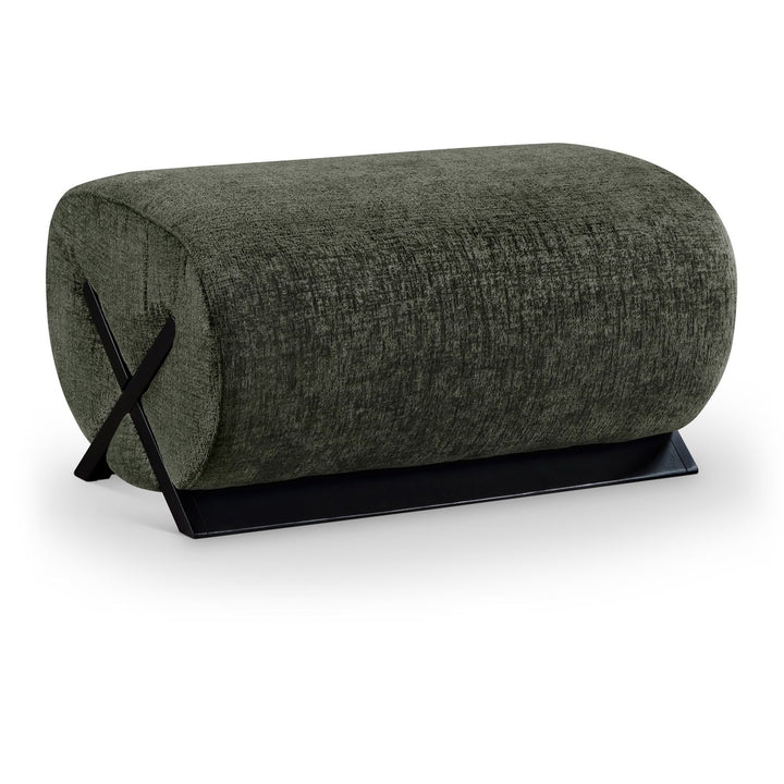 Akira Fabric Upholstered Ottoman — Green / Black
