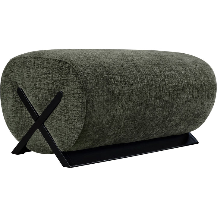 Akira Fabric Upholstered Ottoman — Green / Black