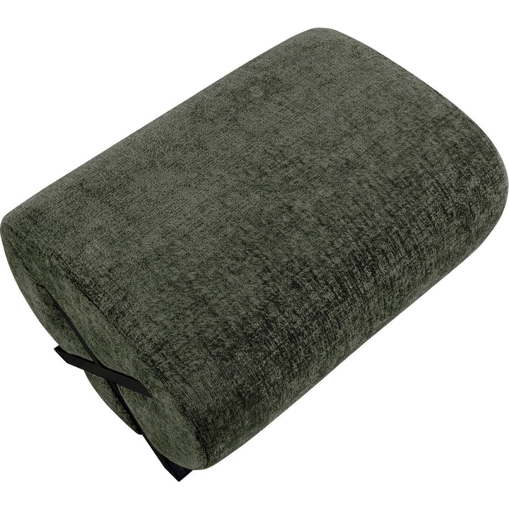 Akira Fabric Upholstered Ottoman — Green / Black