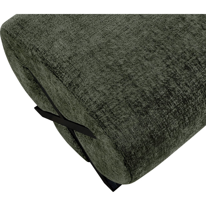 Akira Fabric Upholstered Ottoman — Green / Black