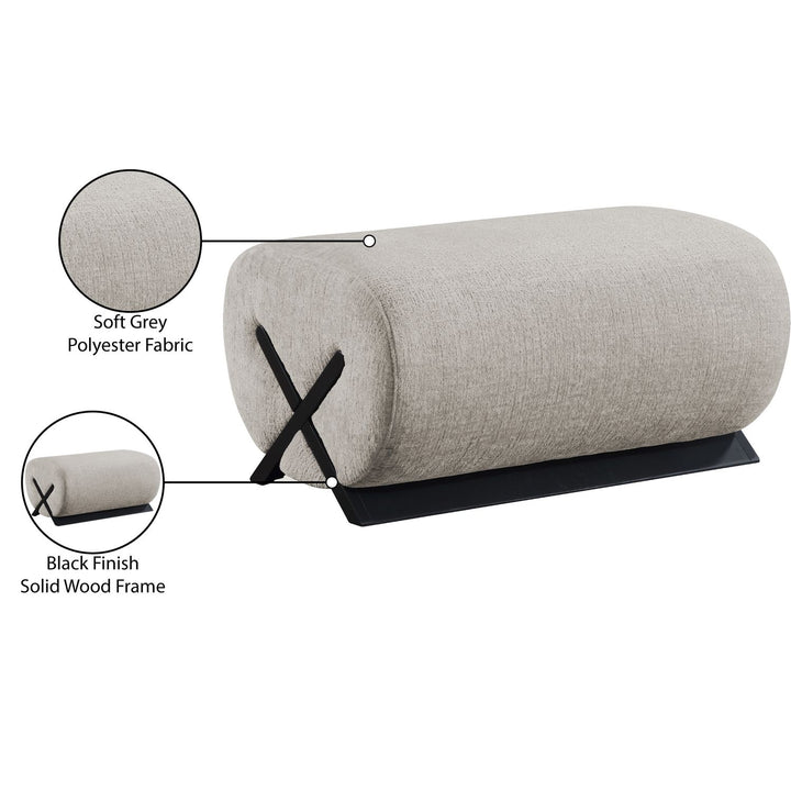 Akira Fabric Upholstered Ottoman — Grey / Black