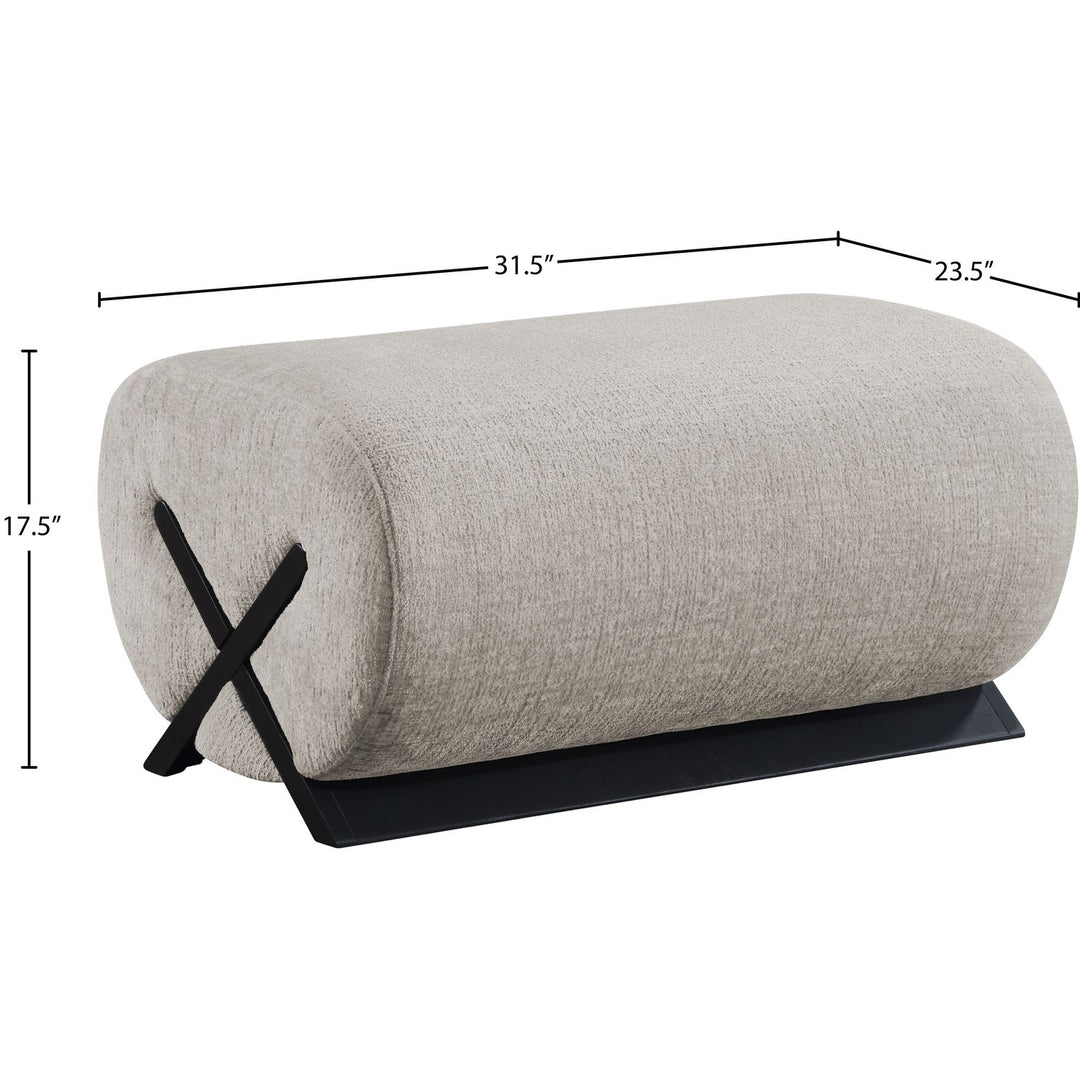 Akira Fabric Upholstered Ottoman — Grey / Black