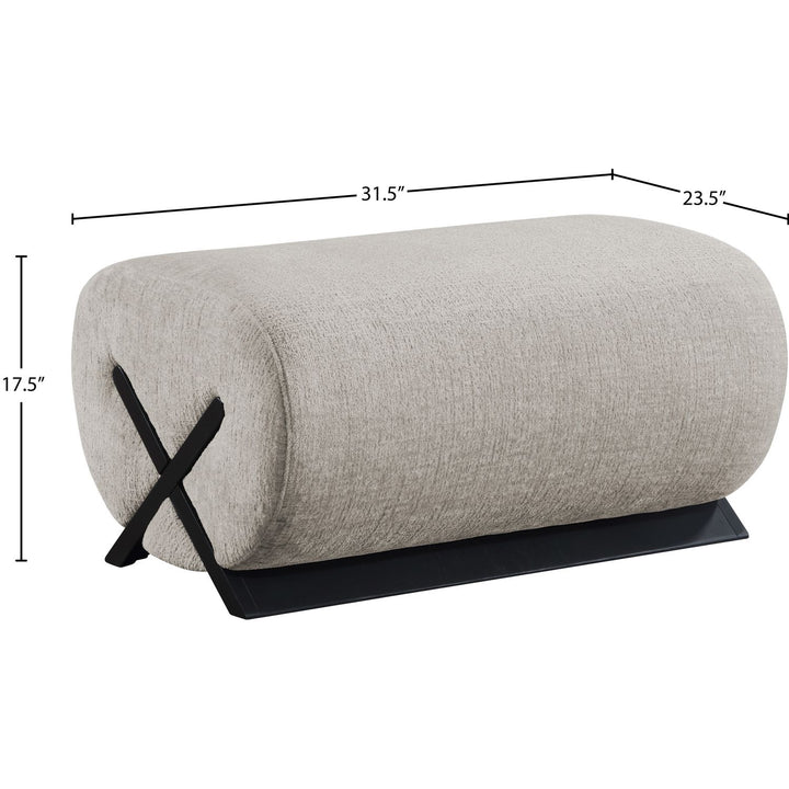 Akira Fabric Upholstered Ottoman — Grey / Black