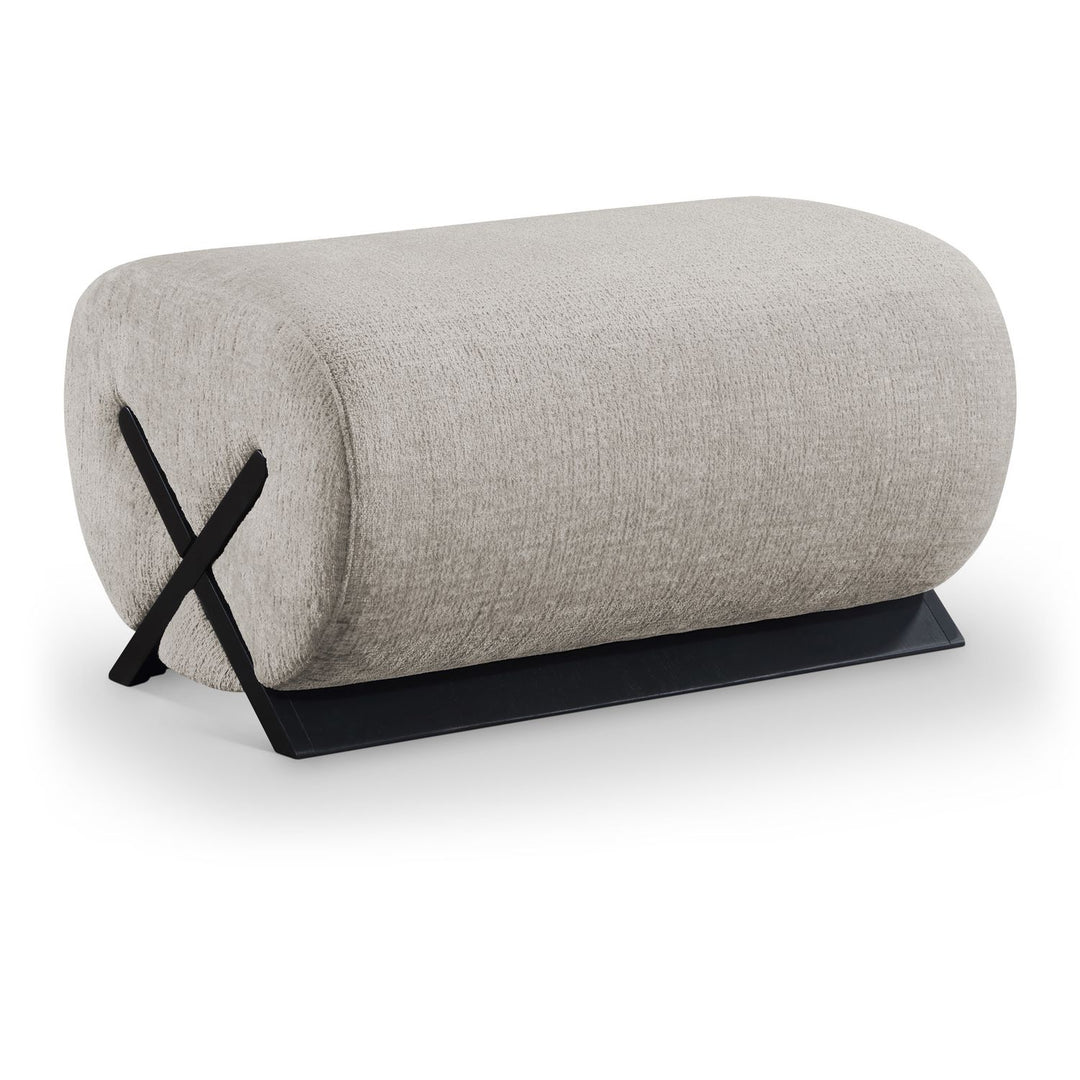 Akira Fabric Upholstered Ottoman — Grey / Black