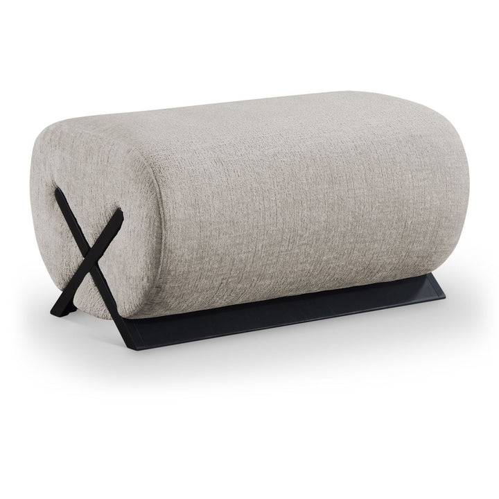 Akira Fabric Upholstered Ottoman — Grey / Black
