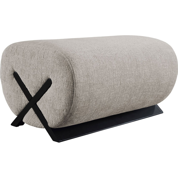 Akira Fabric Upholstered Ottoman — Grey / Black