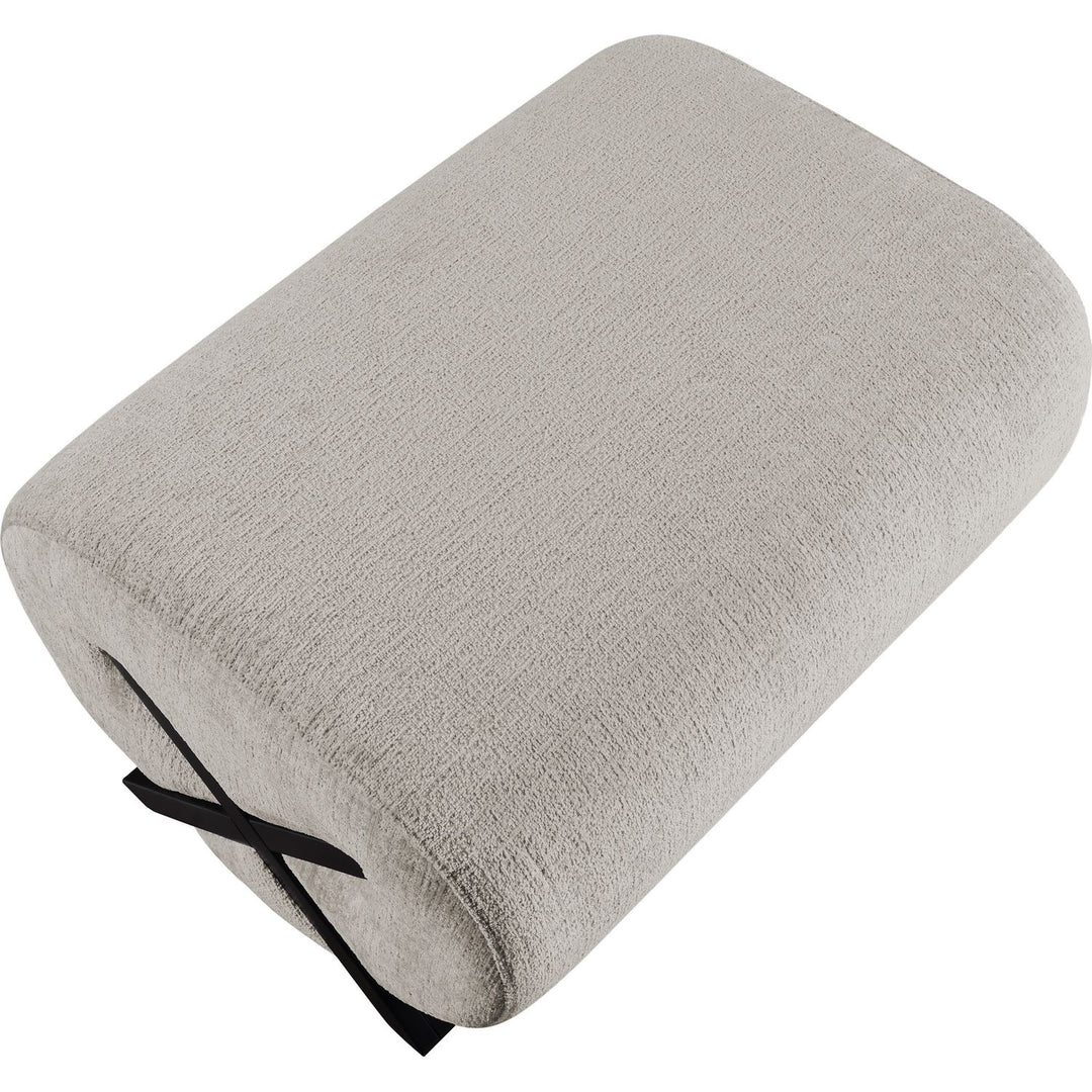 Akira Fabric Upholstered Ottoman — Grey / Black