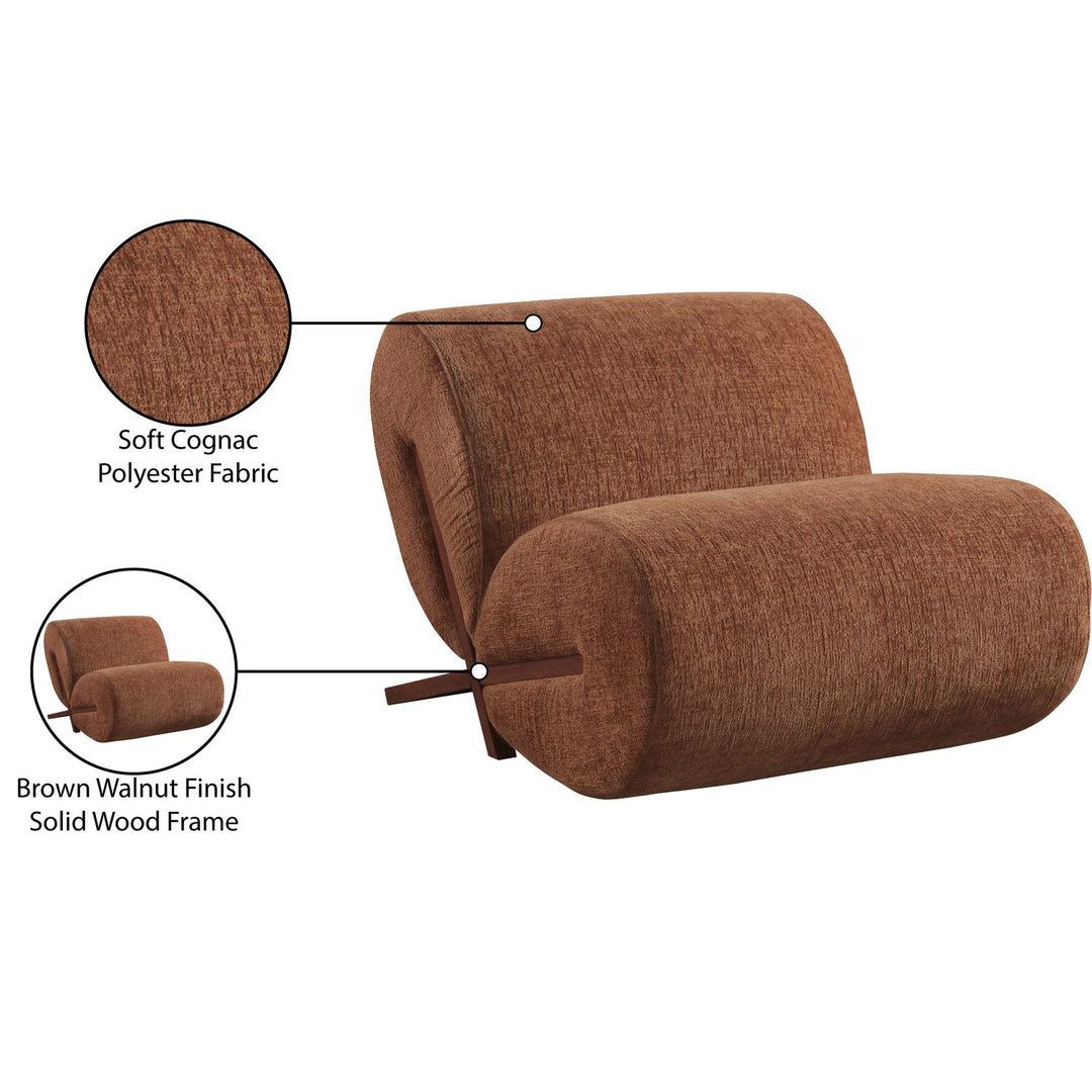 Akira Fabric Upholstered Accent Chair — Cognac / Brown Walnut