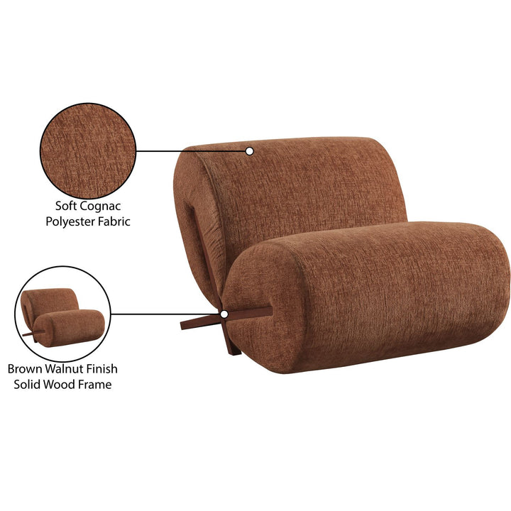 Akira Fabric Upholstered Accent Chair — Cognac / Brown Walnut
