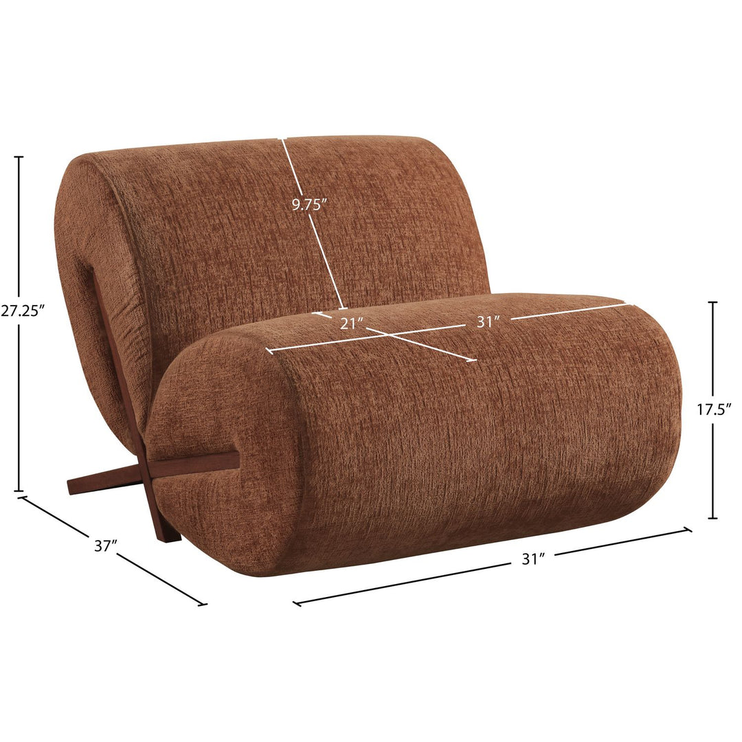 Akira Fabric Upholstered Accent Chair — Cognac / Brown Walnut