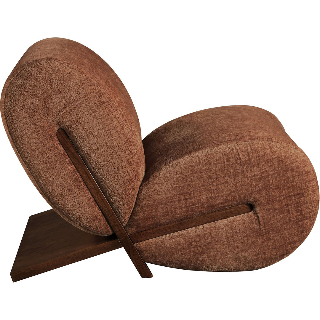 Akira Fabric Upholstered Accent Chair — Cognac / Brown Walnut