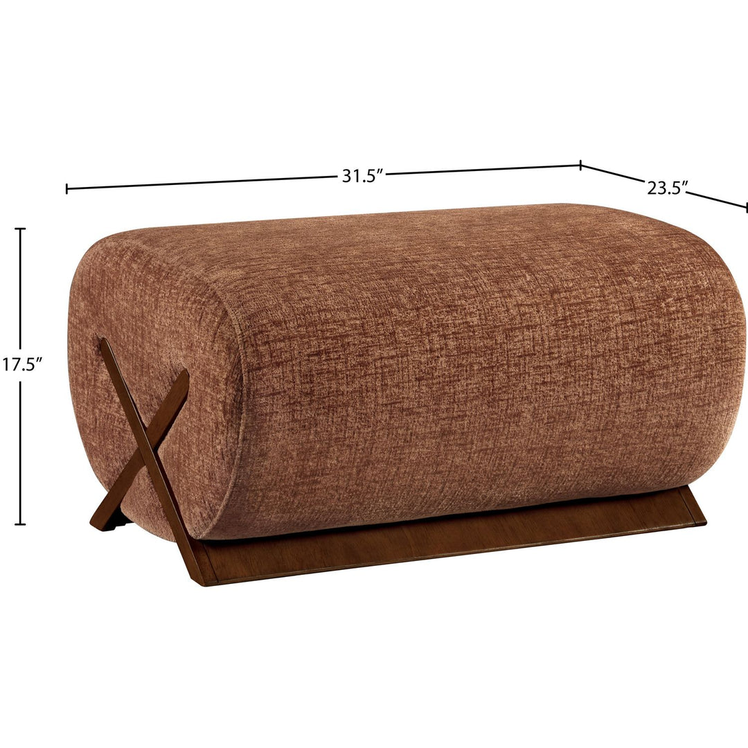 Akira Fabric Upholstered Ottoman — Cognac / Brown Walnut