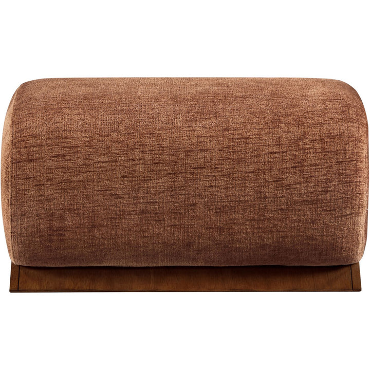 Akira Fabric Upholstered Ottoman — Cognac / Brown Walnut