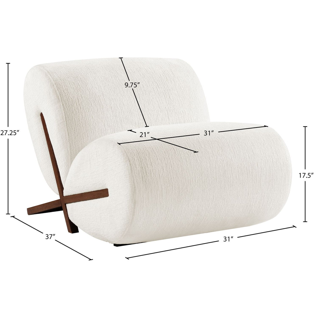 Akira Fabric Upholstered Accent Chair — Cream / Brown Walnut