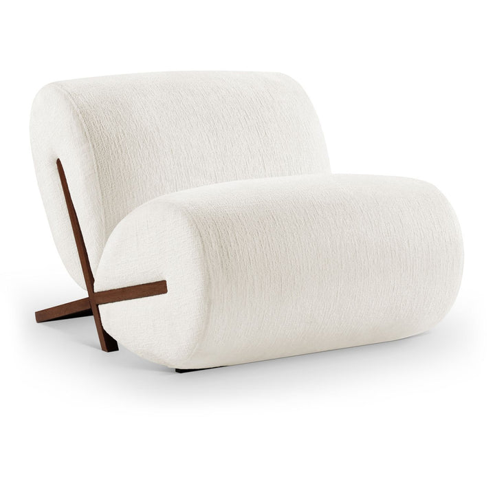 Akira Fabric Upholstered Accent Chair — Cream / Brown Walnut
