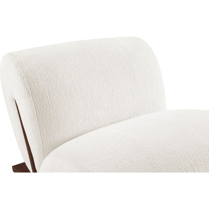 Akira Fabric Upholstered Accent Chair — Cream / Brown Walnut