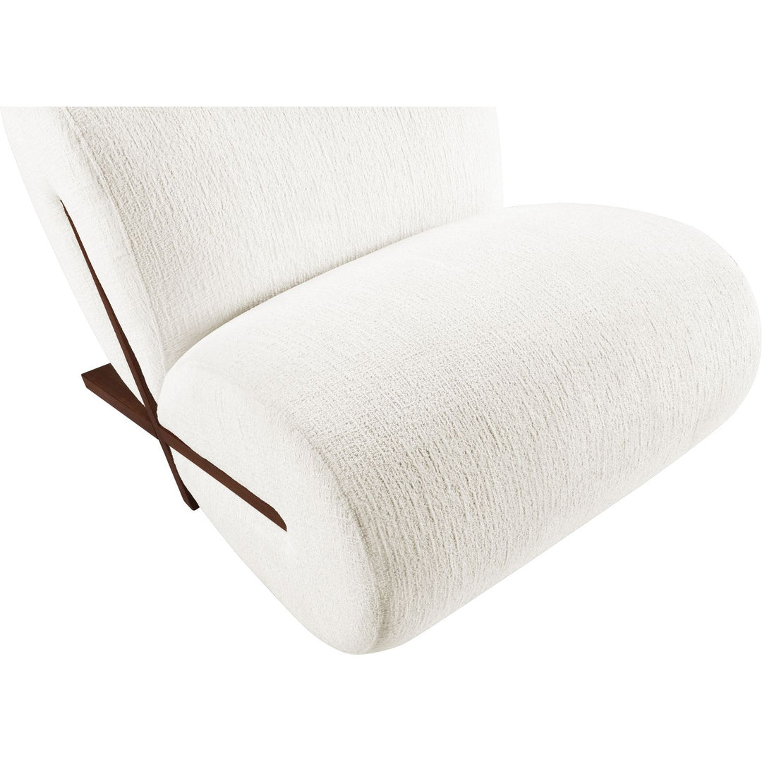 Akira Fabric Upholstered Accent Chair — Cream / Brown Walnut