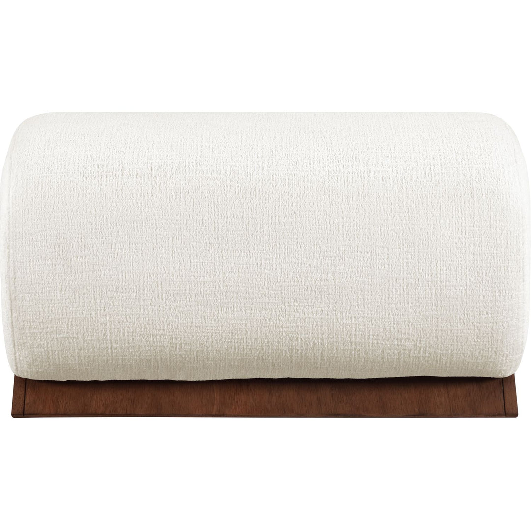 Akira Fabric Upholstered Ottoman — Cream / Brown Walnut