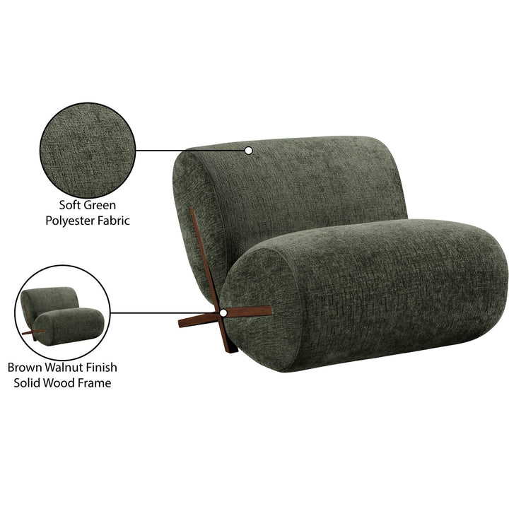 Akira Fabric Upholstered Accent Chair — Green / Brown Walnut