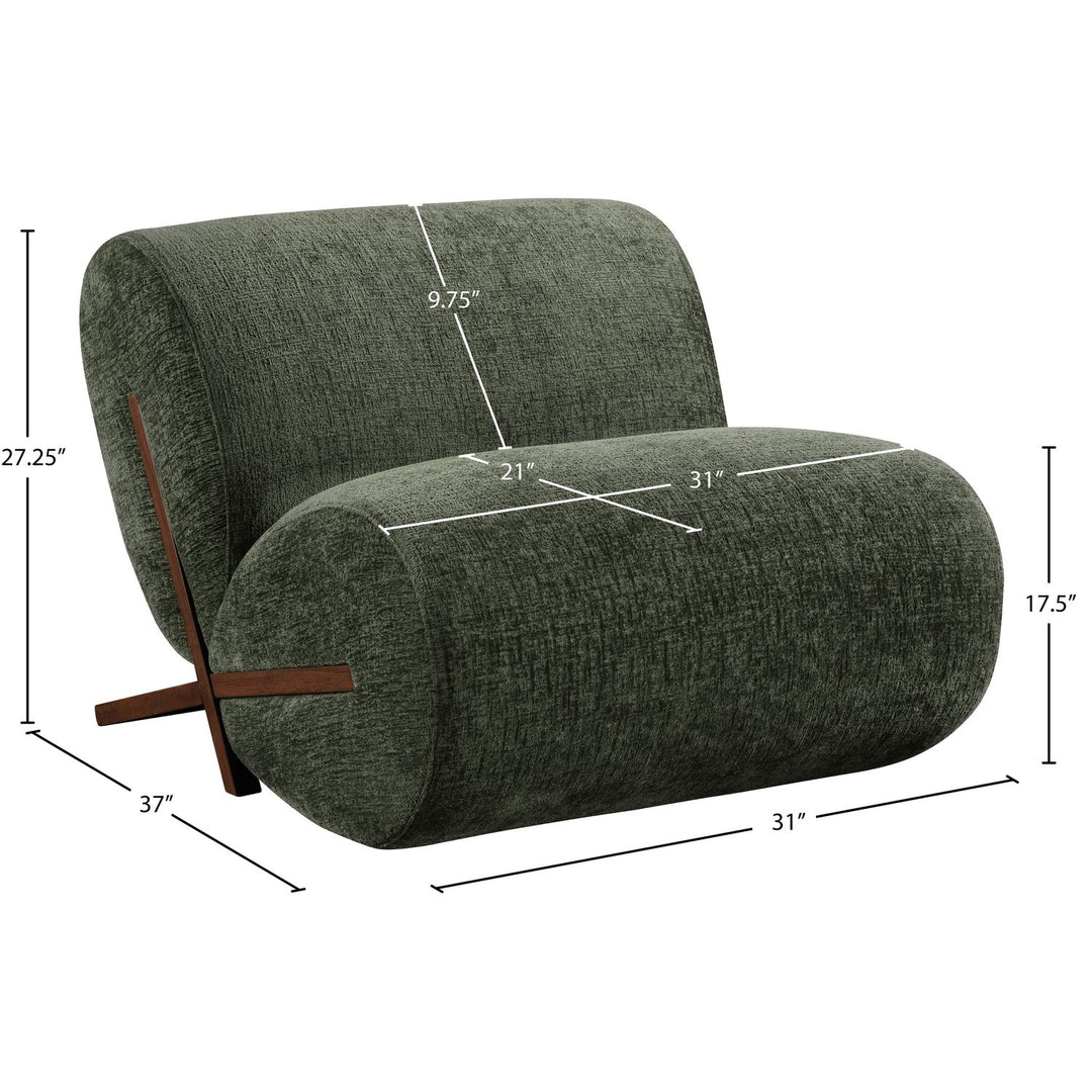 Akira Fabric Upholstered Accent Chair — Green / Brown Walnut