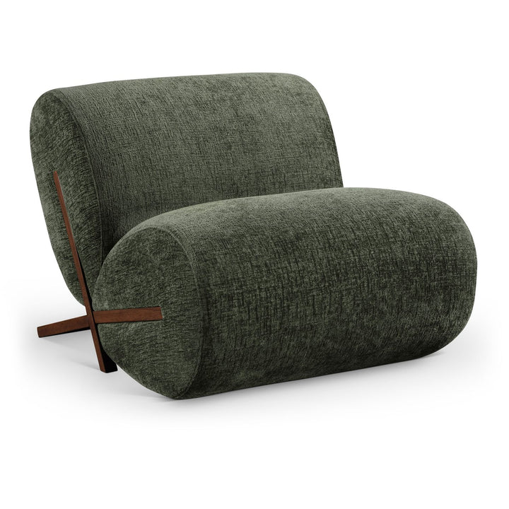 Akira Fabric Upholstered Accent Chair — Green / Brown Walnut