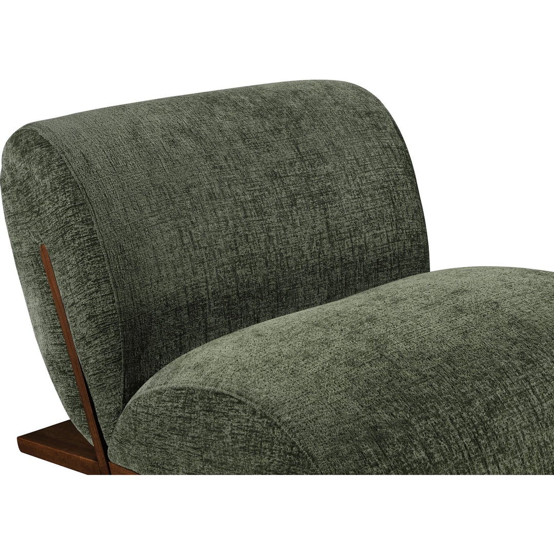 Akira Fabric Upholstered Accent Chair — Green / Brown Walnut