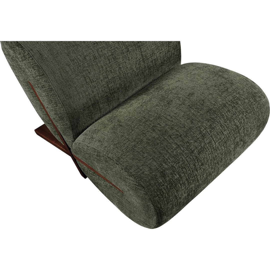 Akira Fabric Upholstered Accent Chair — Green / Brown Walnut