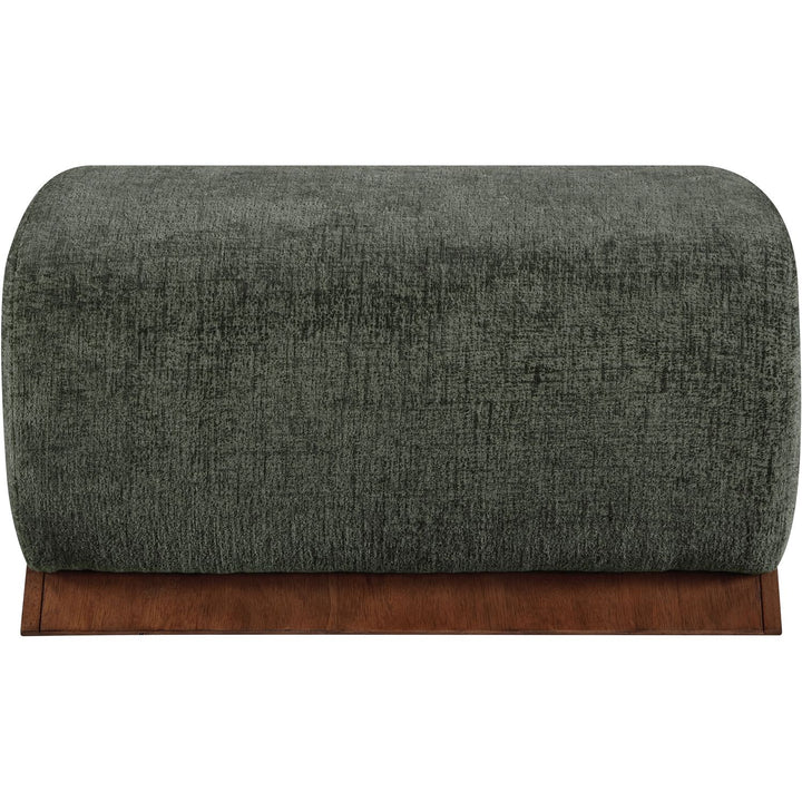 Akira Fabric Upholstered Ottoman — Green / Brown Walnut